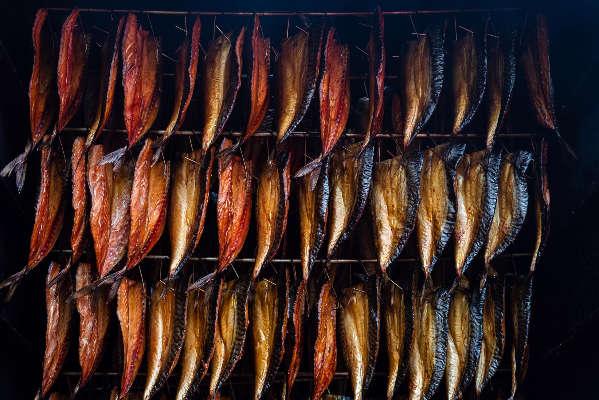 Fish in the process of being smoked