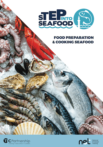 Step into Seafood brochure cover - Food preparation and cooking seafood